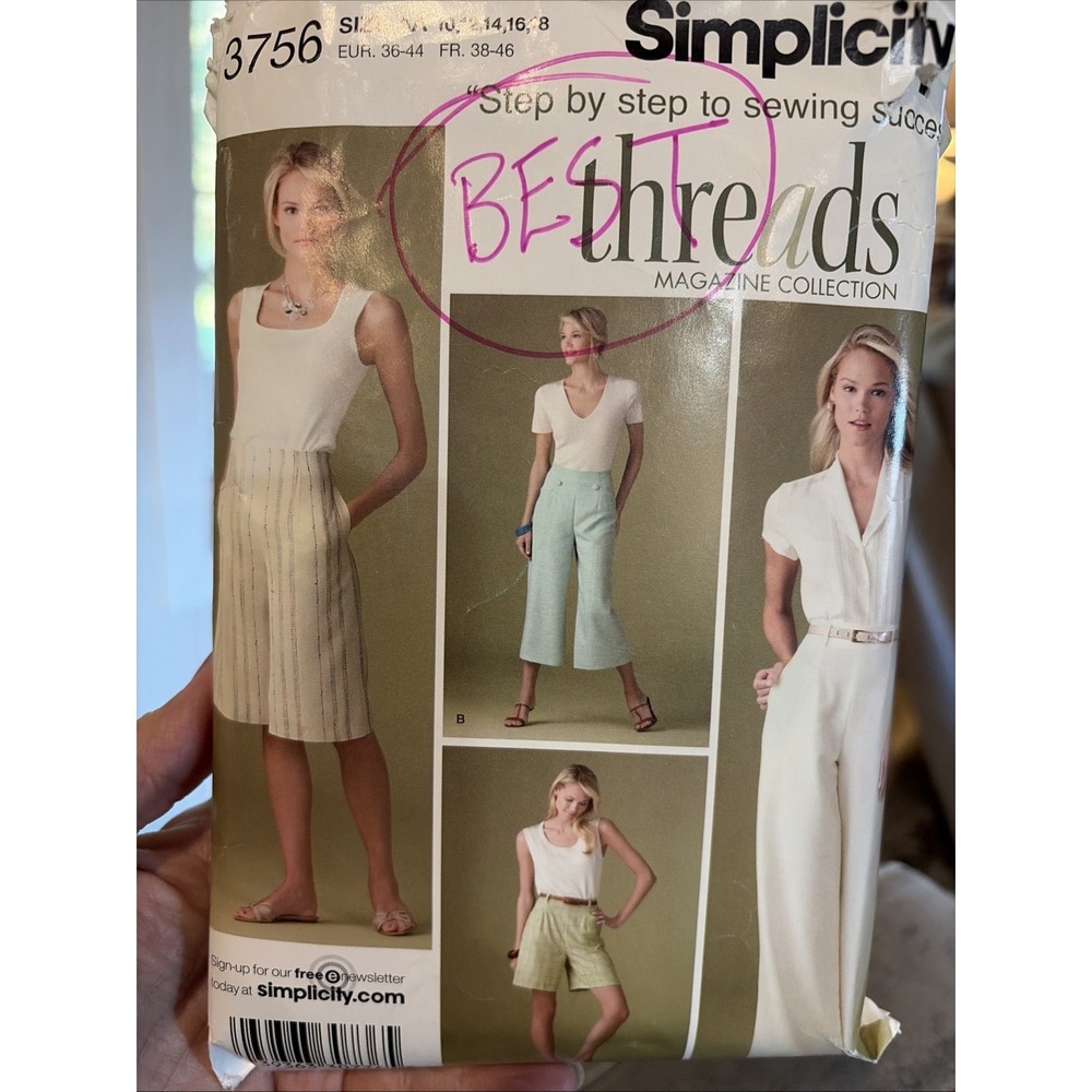 Simplicity Sewing Pattern Women's Pants,Shorts Pattern 3756 Cut To A Sz 14